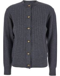 Bottega Veneta - Crewneck Cardigan With Knot Buttons Closure And Ribbed Knit - Lyst