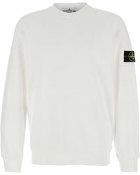 Stone Island - Crewneck Sweatshirt With Logo Patch On Sleeve - Lyst