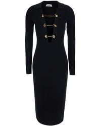 Elisabetta Franchi - Knit Dress With V-Neck And Long Sleeves - Lyst