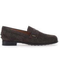 Tod's - Loafers With Logo Lettering Plate On The Side - Lyst