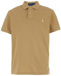 Polo Ralph Lauren - Polo "Custom Slim Fit" Con Colletto Classico E Ricam - Lyst