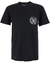 Dolce & Gabbana - Crewneck T-Shirt With Logo Embroidery On The Front - Lyst