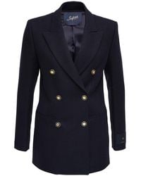 The Seafarer Betty Double-breasted E Wool And Cashmere Blazer - Blue