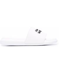 McQueen - White Logo Pool Slides In Rubber - Lyst