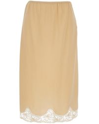 Saint Laurent - Skirt With Elastic Waist And Lace Hem - Lyst
