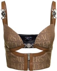 Versace - Bustier Top With Medusa And Cut-Out - Lyst