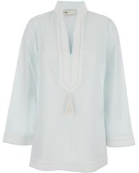 Tory Burch - V-Neck Caftan With Tassel - Lyst