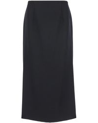 Valentino - High-waisted Wool Midi Skirt With Slits - Lyst