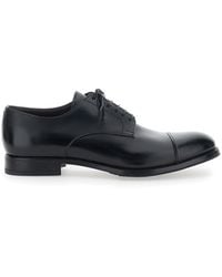 Lidfort - Lace-Up Shoes With Almond Toe And Front Lace-Up Closure - Lyst