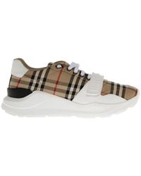 Burberry - Vintage Check Fabric Sneakers - Lyst
