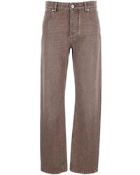 Bottega Veneta - Jeans With Logo Patch On The Rear And Washed Desi - Lyst
