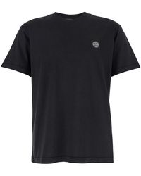 Stone Island - Crewneck T-Shirt With Logo Patch On The Front - Lyst