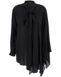 Balenciaga - Blouse With Pussybow Collar And Asymmetric Design In - Lyst