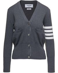 Thom Browne - Milano Cardigan With Signature 4-bar Motif In Cotton - Lyst