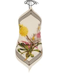 Blumarine - Top With Knot Closure And All-Over Floral Print I - Lyst