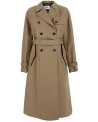 Fendi - Double-Breasted Trench Coat With Front Belt And Wide Notch - Lyst