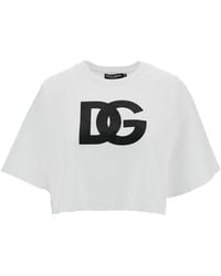 Dolce & Gabbana - T-shirt crop con stampa - Lyst