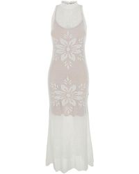 Twinset - Sleeveless Crew Neck Long Dress With Keyhole Closure On - Lyst