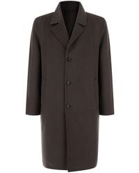 Low Brand - Coat With Classic Collar And Button Closure - Lyst