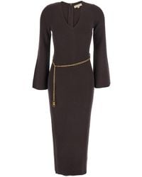 MICHAEL Michael Kors - Dress With Chain Belt And Logo Plaque On Th - Lyst