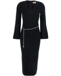 MICHAEL Michael Kors - Dress With Chain Belt And Logo Plaque On Th - Lyst
