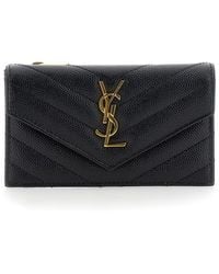 Saint Laurent - 'Cassandre' Zip Card Case With Flap - Lyst