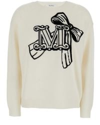 Max Mara - Maglione 'Zurlo' Con Spalle Scese E Ricamo Logo Sul Fronte In - Lyst