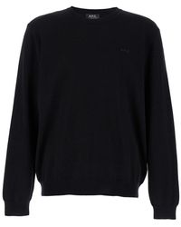 A.P.C. - Crewneck Sweater With Apc Embroidery - Lyst