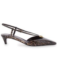 Fendi - Slingback Pumps With Square Toe And Animalier Motif - Lyst
