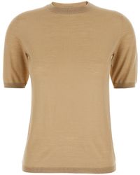 Max Mara - Crewneck Sweater With Short Sleeves Virgin Wool Tops - Lyst