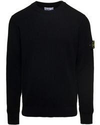 Stone Island - Crewneck Sweater With Logo Patch - Lyst