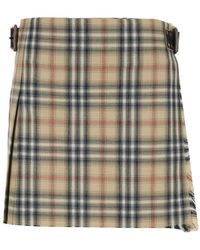 Burberry - Skirt With Adjustable Belt And All-Over Check Motif - Lyst