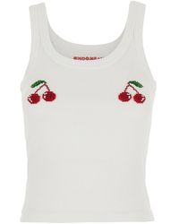 Markgong - Sleeveless Top With Cherry Embroidery On The Front And - Lyst