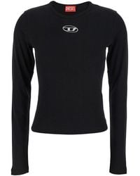 DIESEL - 'T-Uncutie' Top With Cut-Out Detail And Logo Patch On The Front - Lyst