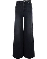 Twinset - Jeans With Wide Leg And Logo Patch On The Back - Lyst