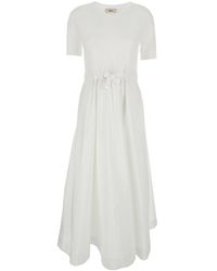 Herno - Crewneck Long Dress With Front Knot - Lyst