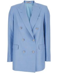 Tagliatore - 'Jasmine' Light Double-Breasted Jacket With Peak Revers And Jewel Buttons - Lyst