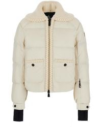 Moncler - 'Jolie' Down Jacket With Ribbed Inserts And Log - Lyst