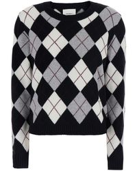 Lisa Yang - Antoni Argyle Sweater With V-Neck And Long Sleeves - Lyst