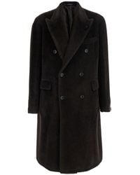 Tagliatore - 'Londra' Double-Breasted Coat With Peak Revers And Lo - Lyst