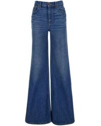 Chloé - Jeans A Vita Alta Con Gamba Ampia E Patch Logo Sul Retro - Lyst