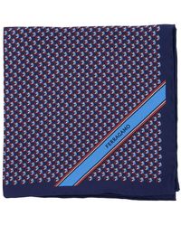 Ferragamo - Pocket Square With Gancini Print And Logo Lettering - Lyst