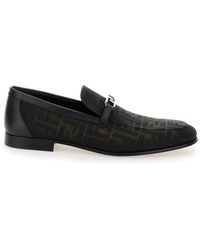 Fendi - Mocassini 'O Lock' Con Dettaglio Placca Logo E Motivo Ff All-Ove - Lyst