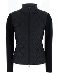 Moncler - Cardigan With Padded Design On The Front And Logo Patch - Lyst