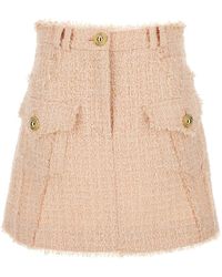 Balmain - Light- Frayed Tweed Mini Skirt - Lyst