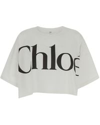 Chloé - Chloé Crop T-Shirt With Logo Lettering - Lyst