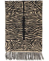 Fendi - Sciarpa Con Motivo Tigrato E Orlo Sfrangiato - Lyst