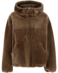 Blancha - Reversible Shearling Jacket With Drawstring Hood And Fro - Lyst