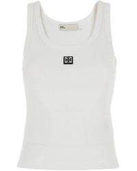 Tory Burch - Sleeveless Top With Round Neck And Logo Embroidery On The Front - Lyst