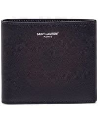Saint Laurent - Leather Bifold Wallet With Logo For - Lyst